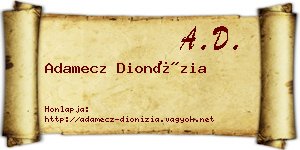 Adamecz Dionízia névjegykártya